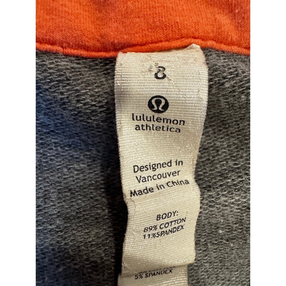 Lululemon Scuba Hoodie Full Zip Heathered Gray Coral Orange Size 8 Thumbholes - Picture 3 of 8